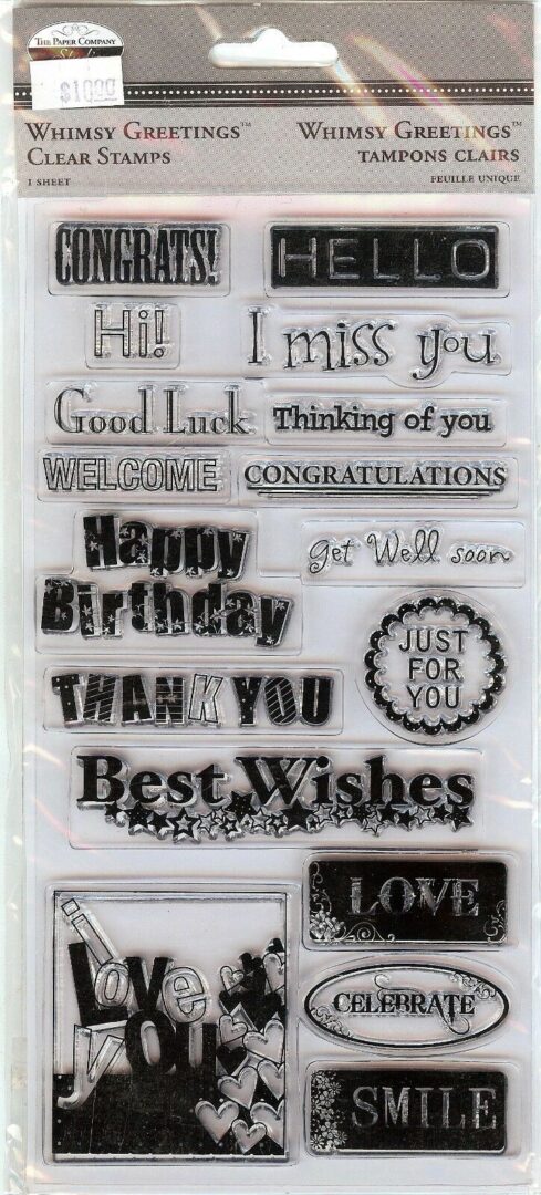 A set of words that are on the back of a card.