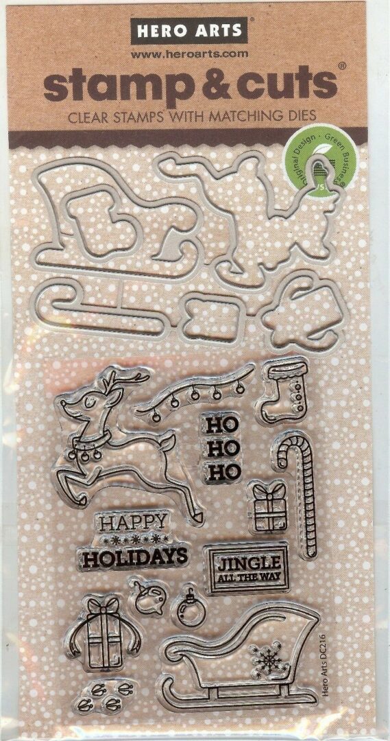 A set of christmas themed stamps and dies.