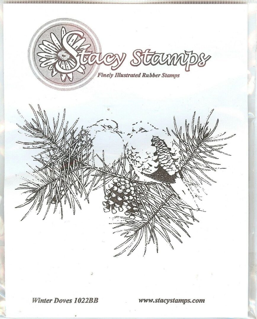 A picture of the stamp with pine needles and cones.