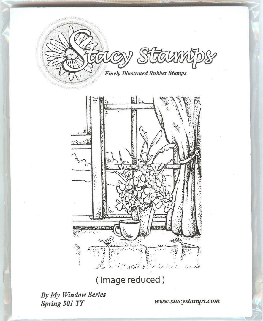 A black and white image of a window with flowers in it.